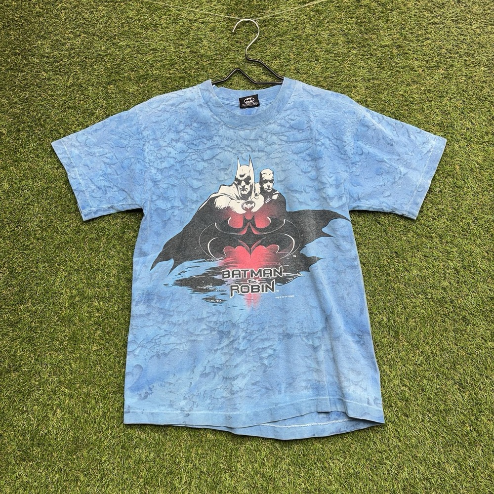 Vintage Batman and Robin 1997 Movie Promo Shirt Mens Small Tie Dye Single Stitch